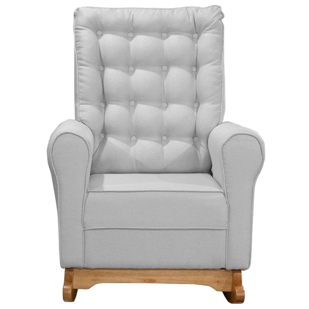 Poltrona Amamentação Base Balanço E Puff Maju Linho Cinza F03 - Mpozenato - 5