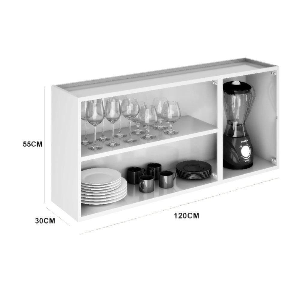 Armário Aéreo Tarsila 3 Portas Vidro Ipv3-120 Itatiaia Branco - 3