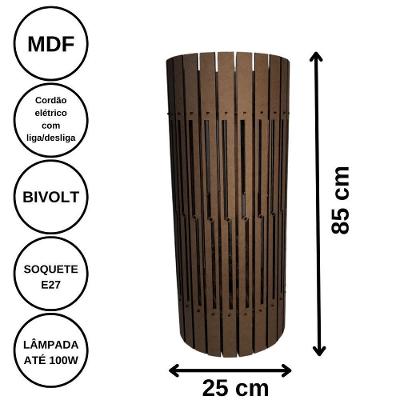 Luminária De Chão Mdf Torre De Pisa Marrom - 85x25cm