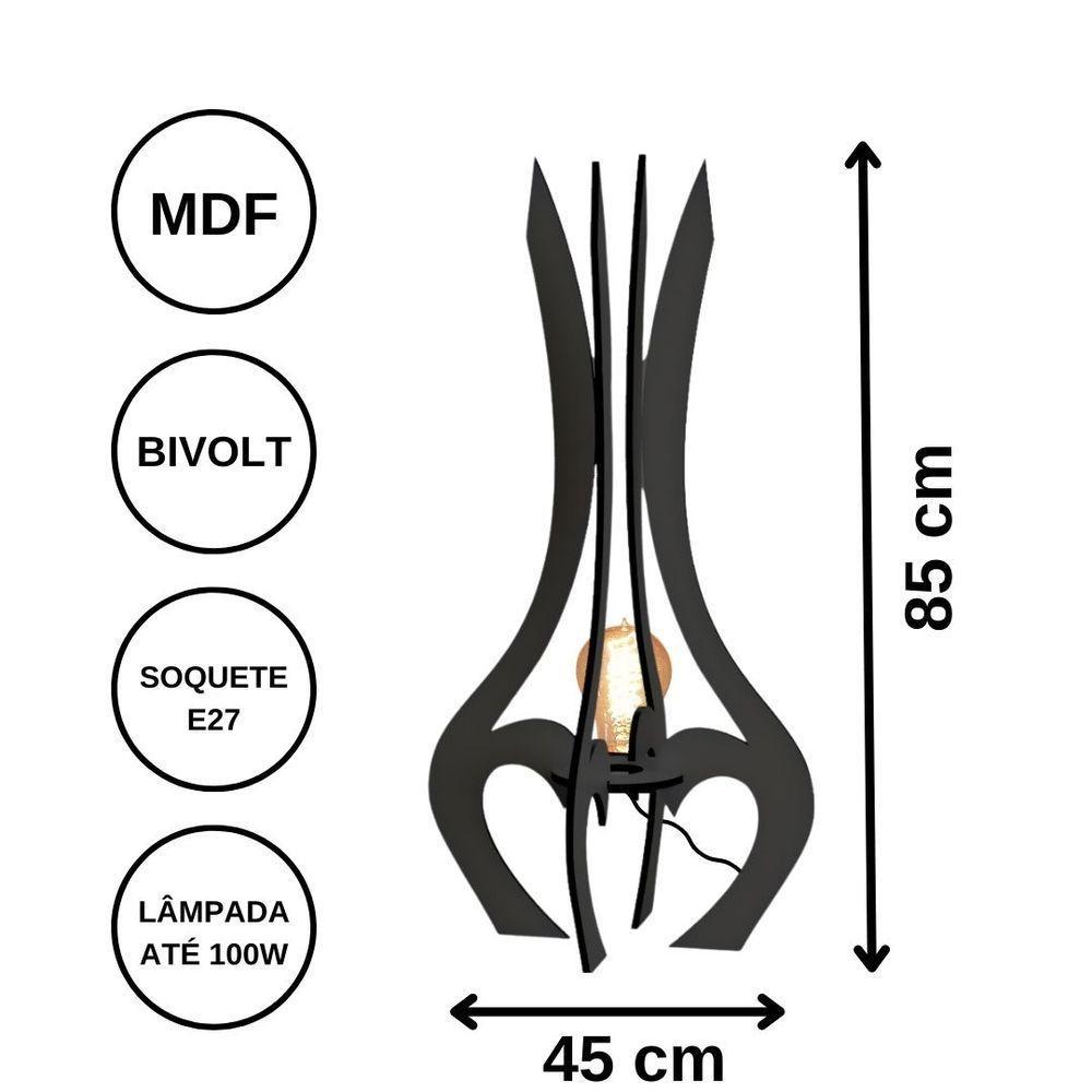 Luminária De Chão Mdf Palace Preto - 85x45cm - 1