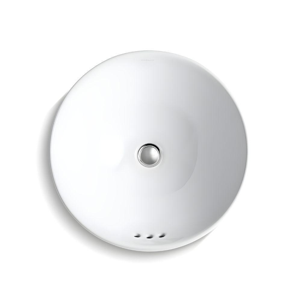 Cuba Para Banheiro Vox Kohler Sobrepor Redonda 42x42cm Branca Com Misturador Taut Bica Alta Cromado - 2