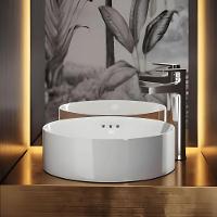 Cuba Para Banheiro Vox Kohler Sobrepor Redonda 42x42cm Branca Com Misturador Taut Bica Alta Cromado - 1