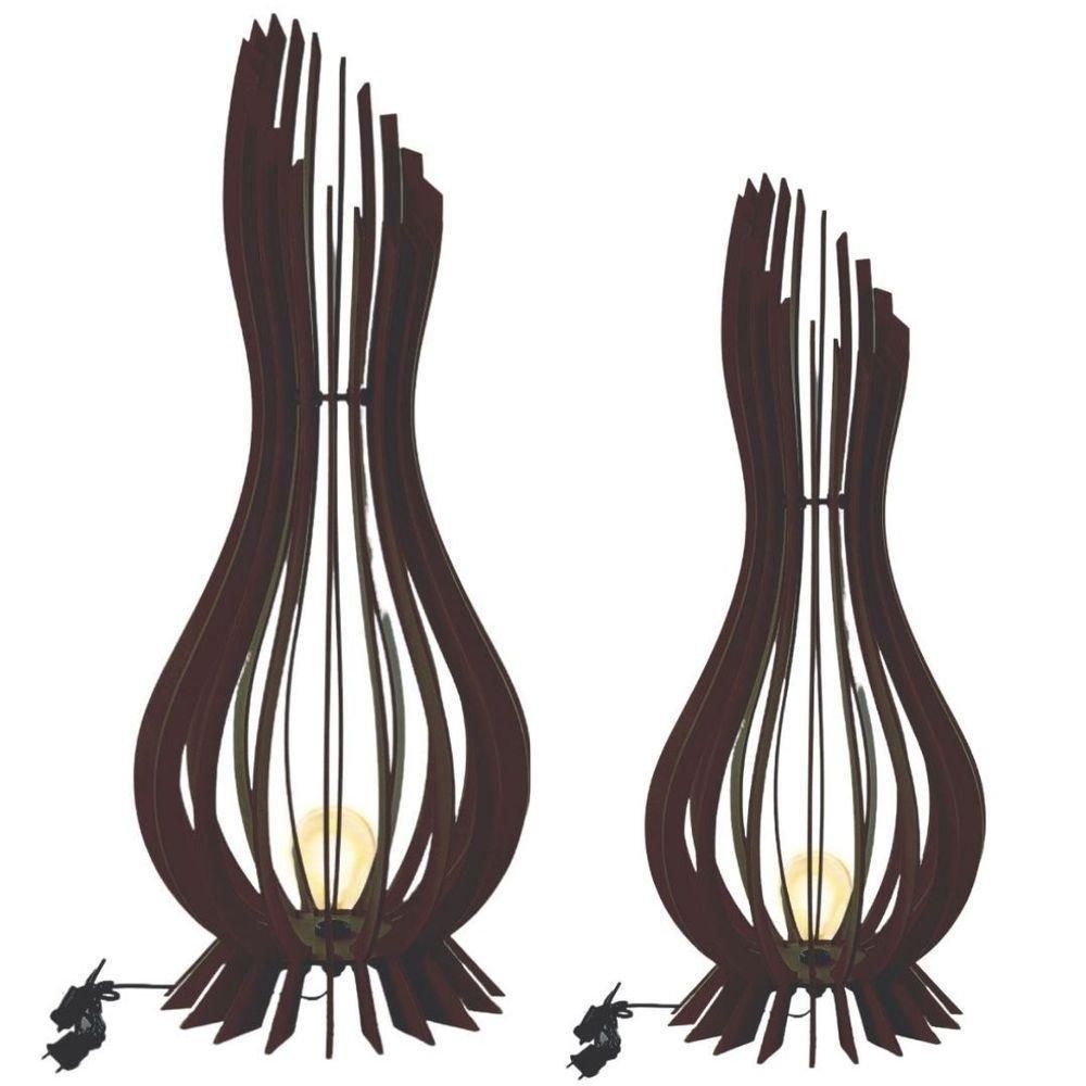 Kit Com 2 Luminária De Chão Ana Maria Mdf Preto - 90x28cm E 75x23cm - 1