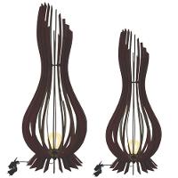 Kit Com 2 Luminária De Chão Ana Maria Mdf Preto - 90x28cm E 75x23cm - 1