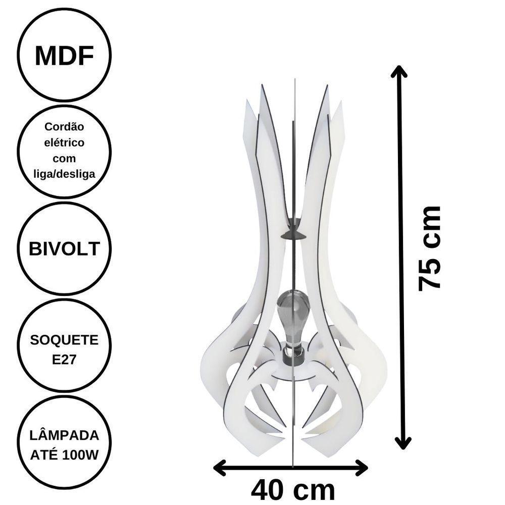 Luminária De Chão Mdf Holambra Branco - 75x40cm - 1