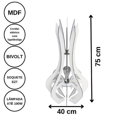 Luminária De Chão Mdf Holambra Branco - 75x40cm
