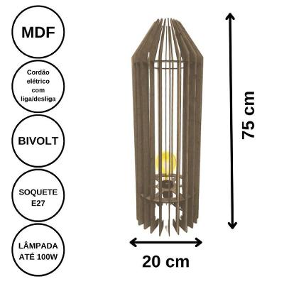 Luminária De Chão Mdf Penedo Marrom - 75x20cm