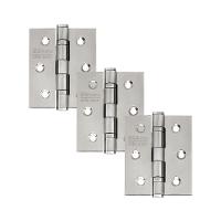 Dobradiça Para Porta Silvana 2.1/2 Com Rolamento 882 Embutir 25kg Inox Escovado Com 3 Unidades - 1