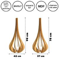 Luminária De Chão Mdf Ibiza Marrom - kit Com 2 - 90x42cm E 75x37cm - 1