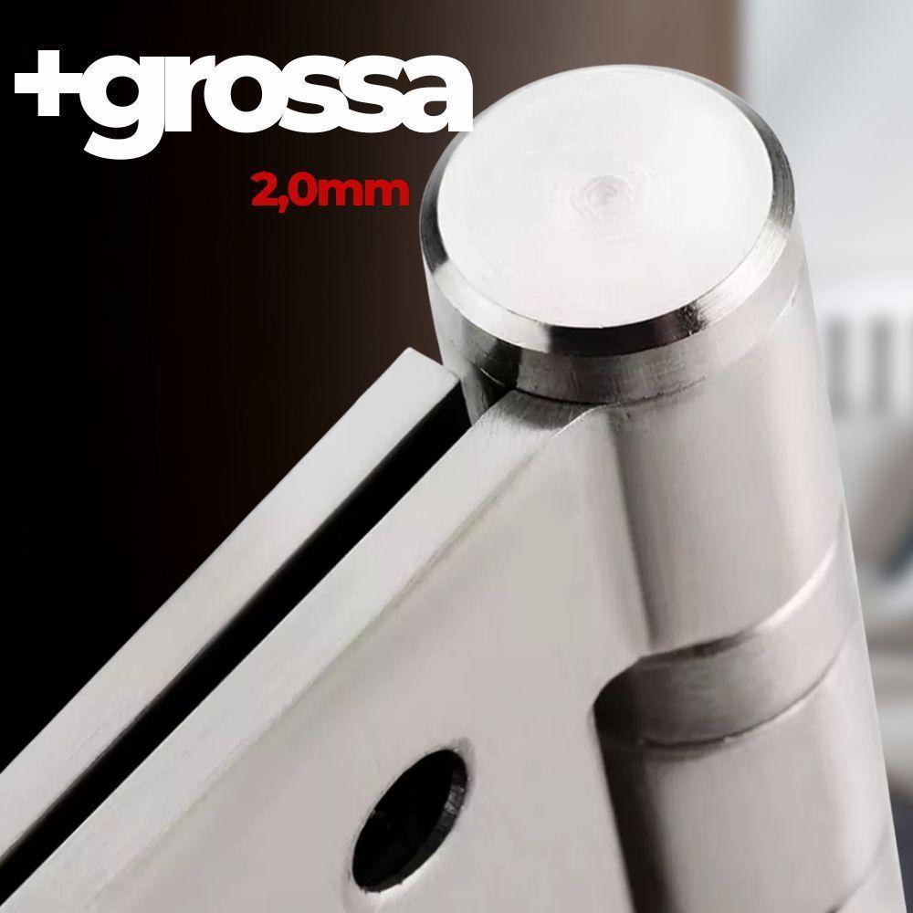 Dobradiça Para Porta Haga 3.1/2 Com Rolamento Embutir 60kg Inox 304 Com 3 Peças - 4