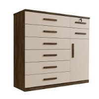 Cômoda Vitoria 1 Porta E 8 Gavetas Plus Com Escala De Brilho Em Fosco Benetil Avela E Off White - 3