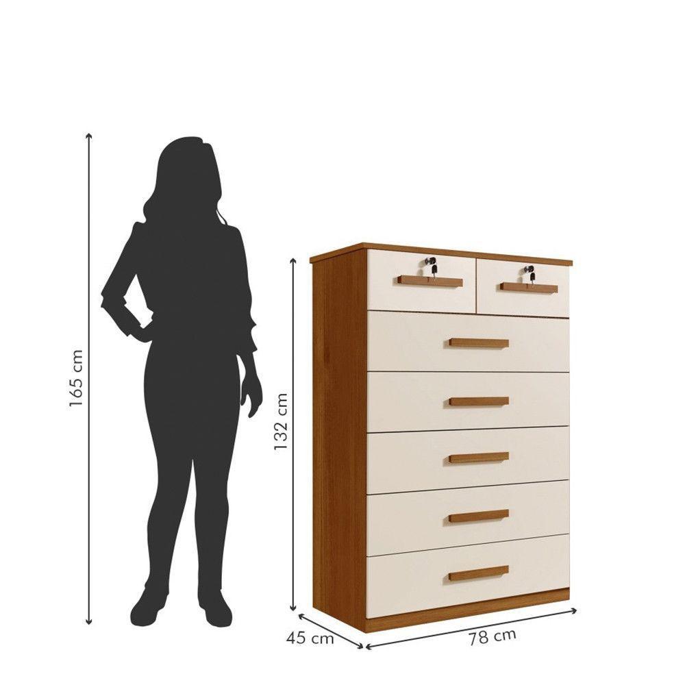 Cômoda Barcelona Com Escala De Brilho Fosco Benetil Cinamomo Com Off White - 2