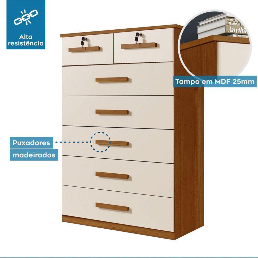 Cômoda Barcelona Com Escala De Brilho Fosco Benetil Cinamomo Com Off White - 5
