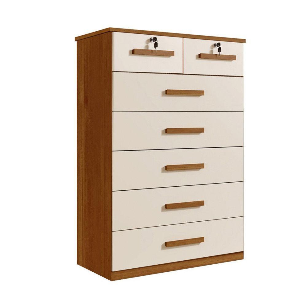 Cômoda Barcelona Com Escala De Brilho Fosco Benetil Cinamomo Com Off White - 6