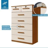 Cômoda Barcelona Com Escala De Brilho Fosco Benetil Cinamomo Com Off White - 5