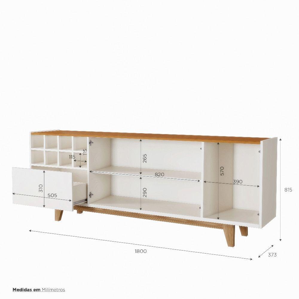 Balcão Buffet 3 Portas E 1 Gaveta Duna Mavaular Off White Com Naturalle - 2