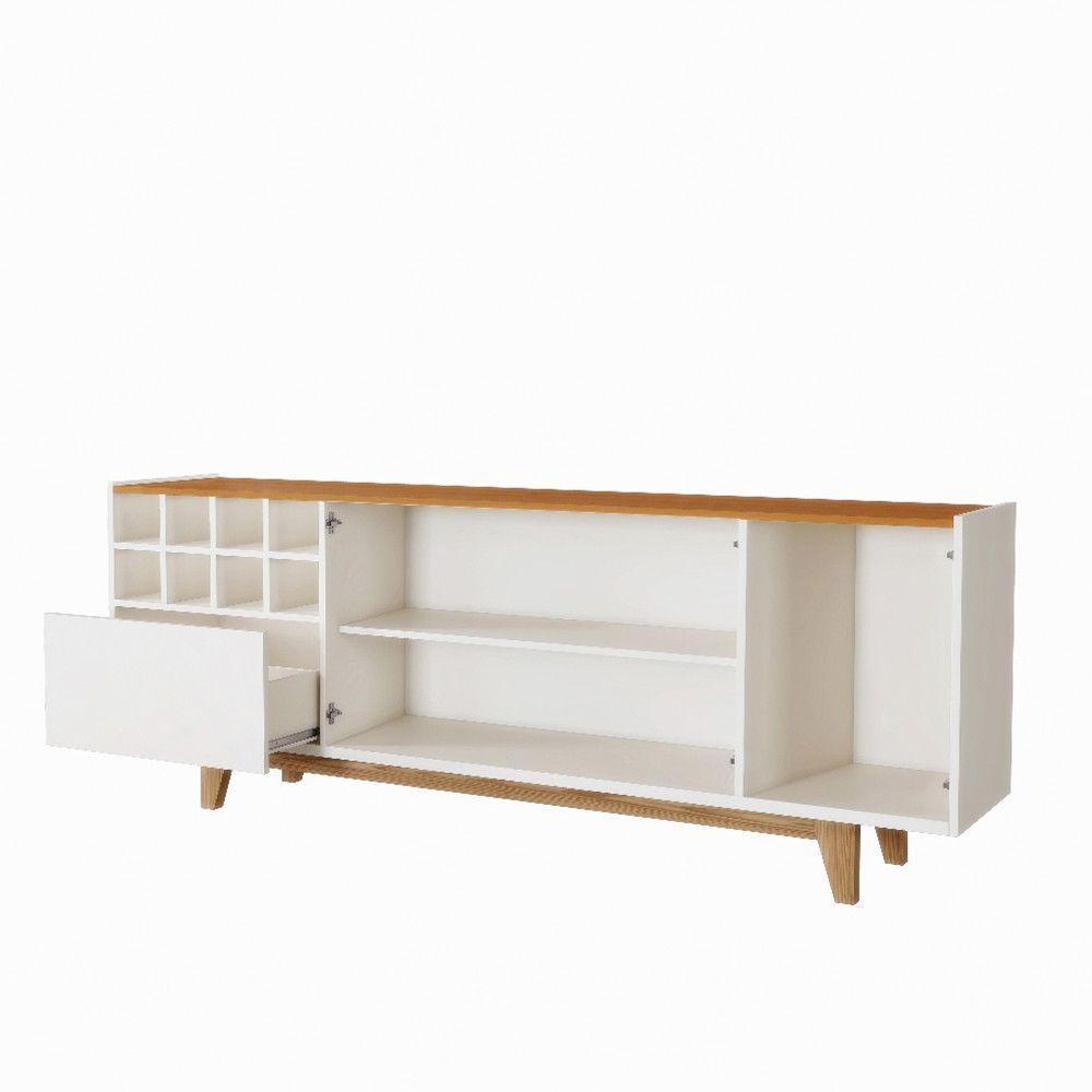 Balcão Buffet 3 Portas E 1 Gaveta Duna Mavaular Off White Com Naturalle - 5