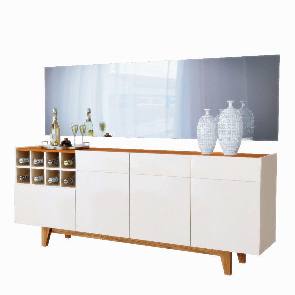 Balcão Buffet 3 Portas E 1 Gaveta Duna Mavaular Off White Com Naturalle - 8