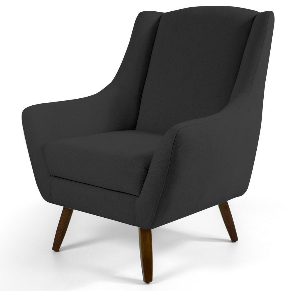 Kit 2 Poltronas Decorativas Pés Palito Madeira Juliet Linho D-465 Chumbo - Domi - 2