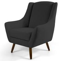 Kit 2 Poltronas Decorativas Pés Palito Madeira Juliet Linho D-465 Chumbo - Domi - 2