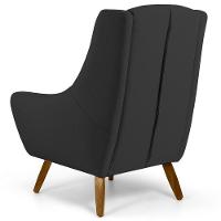 Kit 2 Poltronas Decorativas Pés Palito Madeira Juliet Linho D-465 Chumbo - Domi - 6