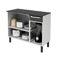 Balcão Rose Em Aço 3 Portas 1 Gaveta Com Tampo Itatiaia Preto - 3