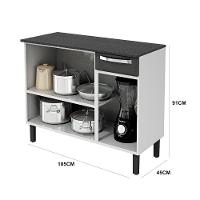 Balcão Rose Em Aço 3 Portas 1 Gaveta Com Tampo Itatiaia Preto - 5