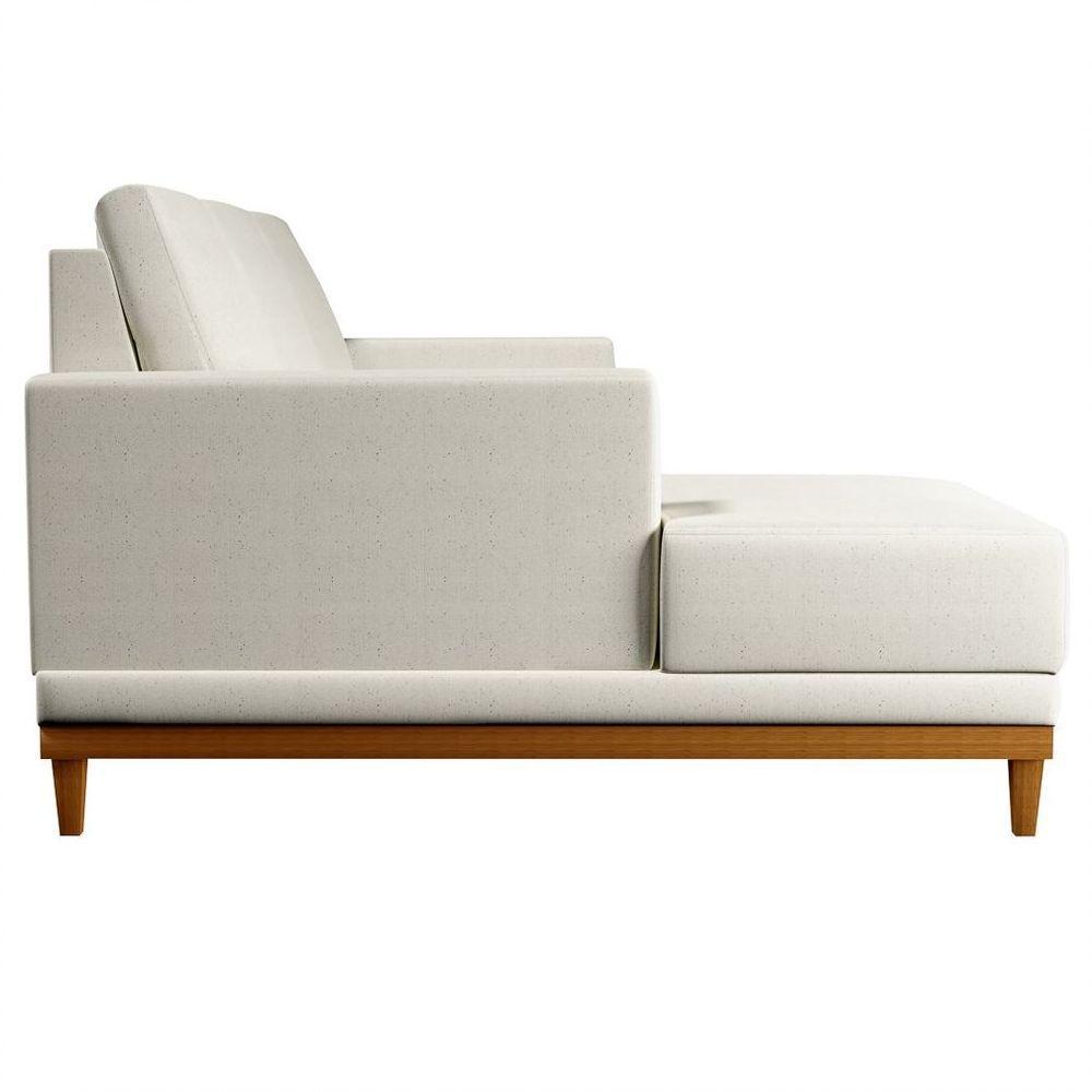 Sofá Kayrós 200cm 3 Lugares Com Chaise Direito D05 Linho Cru - Mpozenato - 2