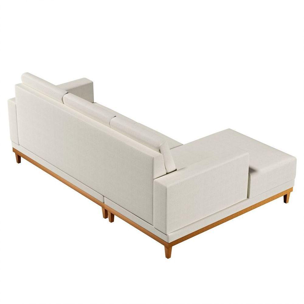 Sofá Kayrós 200cm 3 Lugares Com Chaise Direito D05 Linho Cru - Mpozenato - 5