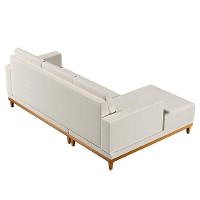 Sofá Kayrós 200cm 3 Lugares Com Chaise Direito D05 Linho Cru - Mpozenato - 5