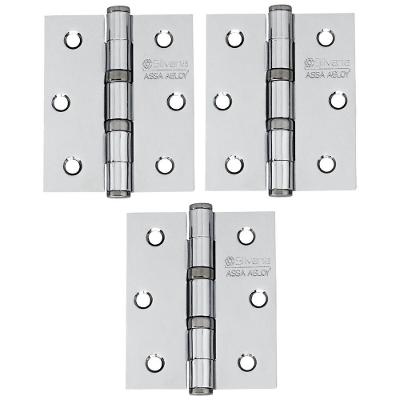 Dobradiça Para Porta Silvana 4 Com Rolamento 891 Embutir 35kg Inox Cromada Com 3 Peças