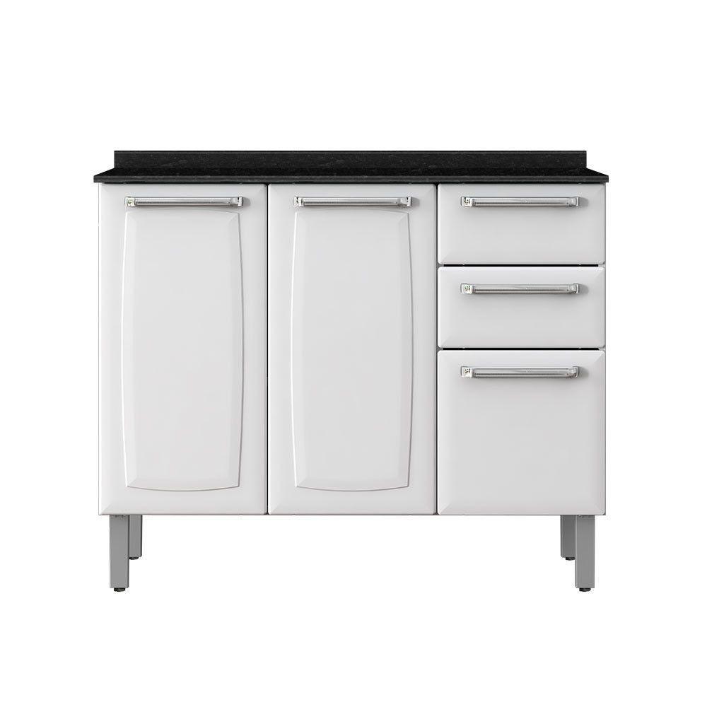 Balcão De Cozinha Luce Com Tampo 3 Portas 2 Gavetas Itatiaia Branco - 4