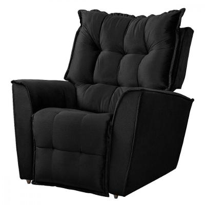 Poltrona Do Papai Reclinável King Veludo Preto Preto Veludo