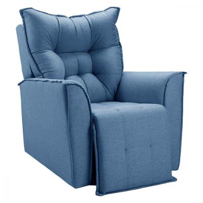 Poltrona Reclinável Do Papai King Tecido Veludo Azul Star Confort