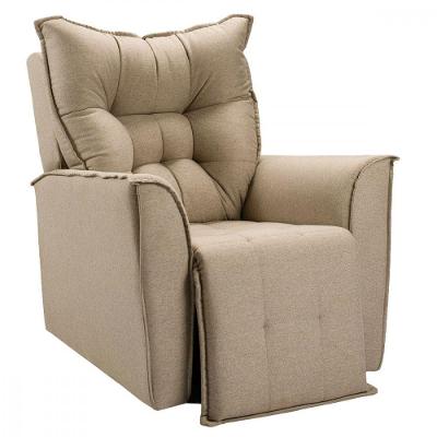 Poltrona Reclinavel Do Papai Para Sala King Tecido Linho Capuccino