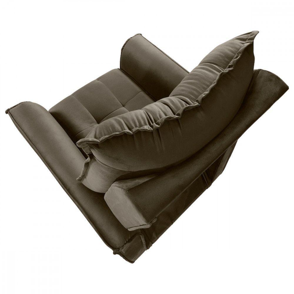 Poltrona Reclinavel Do Papai Para Sala King Tecido Veludo Castor - 4