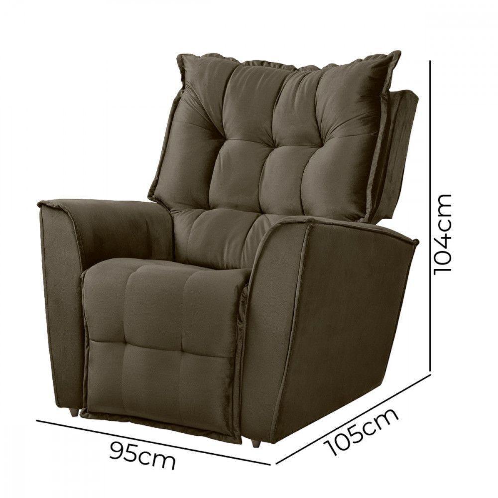 Poltrona Reclinavel Do Papai Para Sala King Tecido Veludo Castor - 8