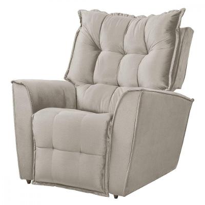 Poltrona Do Papai Reclinável King Veludo Cinza Marfim Marfim