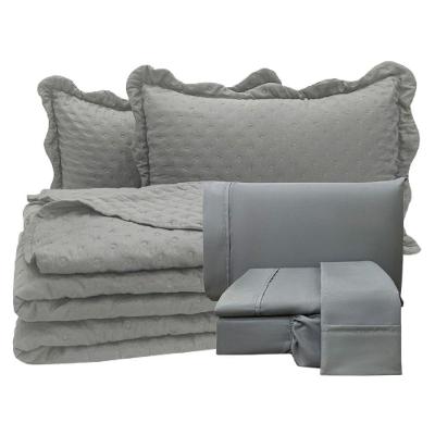 Coordenado Cobre Leito Casal E Lençol Diplomata 7 Peças - Cinza - 100% Poliéster