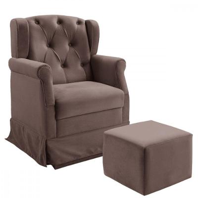 Poltrona De Amamentação Ternura Com Puff Café Suede Star Confort