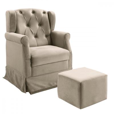 Poltrona De Amamentação Ternura Com Puff Bege Suede Star Confort