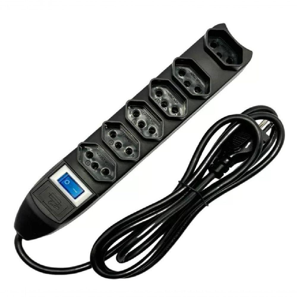 Filtro De Linha Régua Extensão Com 6 Tomadas 2p+t Com Cabo 1.5 Mts Preto - 1