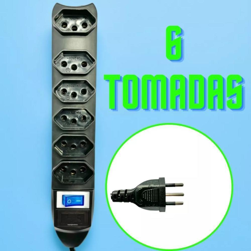 Filtro De Linha Régua Extensão Com 6 Tomadas 2p+t Com Cabo 1.5 Mts Preto - 3