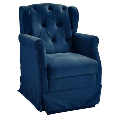 Poltrona Para Amamentação Com Balanço Ternura Veludo Azul Azul