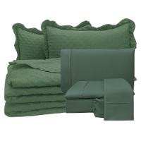 Coordenado Cobre Leito King E Lençol Diplomata 7 Peças - Verde - 100% Poliéster - 9