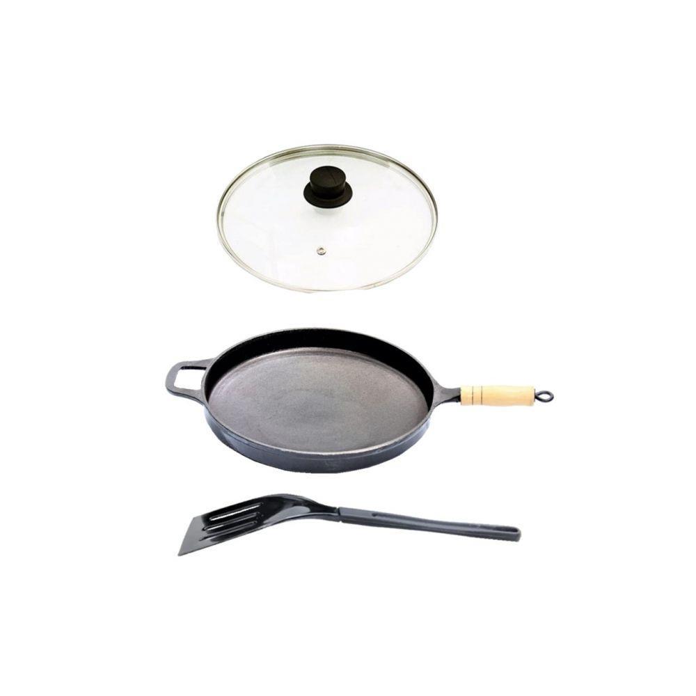 Frigideira Antiaderente Cabo Tampa Vidro 30Cm E Espátula - 1