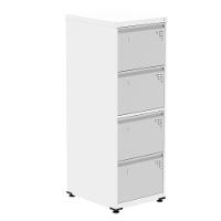 Armário De Arquivo Oficio 4 Gavetas Pandin 47 Cm Aço Branco Com Frente Gaveta Cinza Com aChave - 1