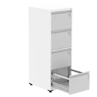 Armário De Arquivo Oficio 4 Gavetas Pandin 47 Cm Aço Branco Com Frente Gaveta Cinza Com aChave - 2