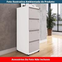 Armário De Arquivo Oficio 4 Gavetas Pandin 47 Cm Aço Branco Com Frente Gaveta Cinza Com aChave - 7
