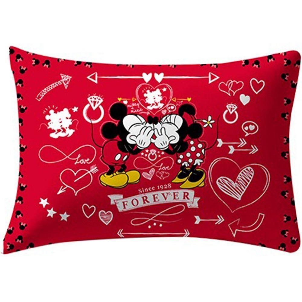 Fronha Avulsa Mickey E Minnie 100% Algodão 48x68cm Vermelho - 1